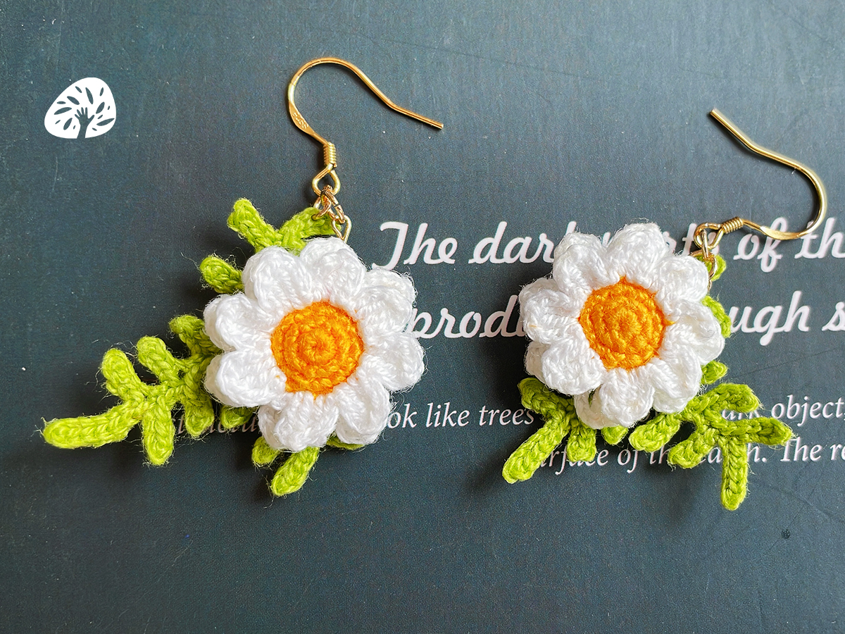 Chamomile Magic: Hand-Crocheted Earrings That Heal & Empower
