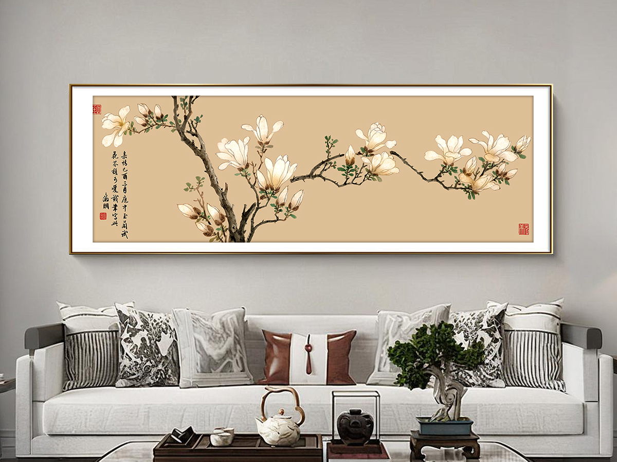 A Stunning Cross-Stitch Tribute to Wen Zhengming’s Magnolia Scroll​
