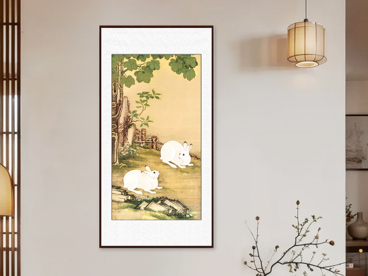 Stitch Royal Blessings: Paulownia and Two Rabbits Cross-Stitch Kit – A Qing Dynasty Imperial Masterpiece