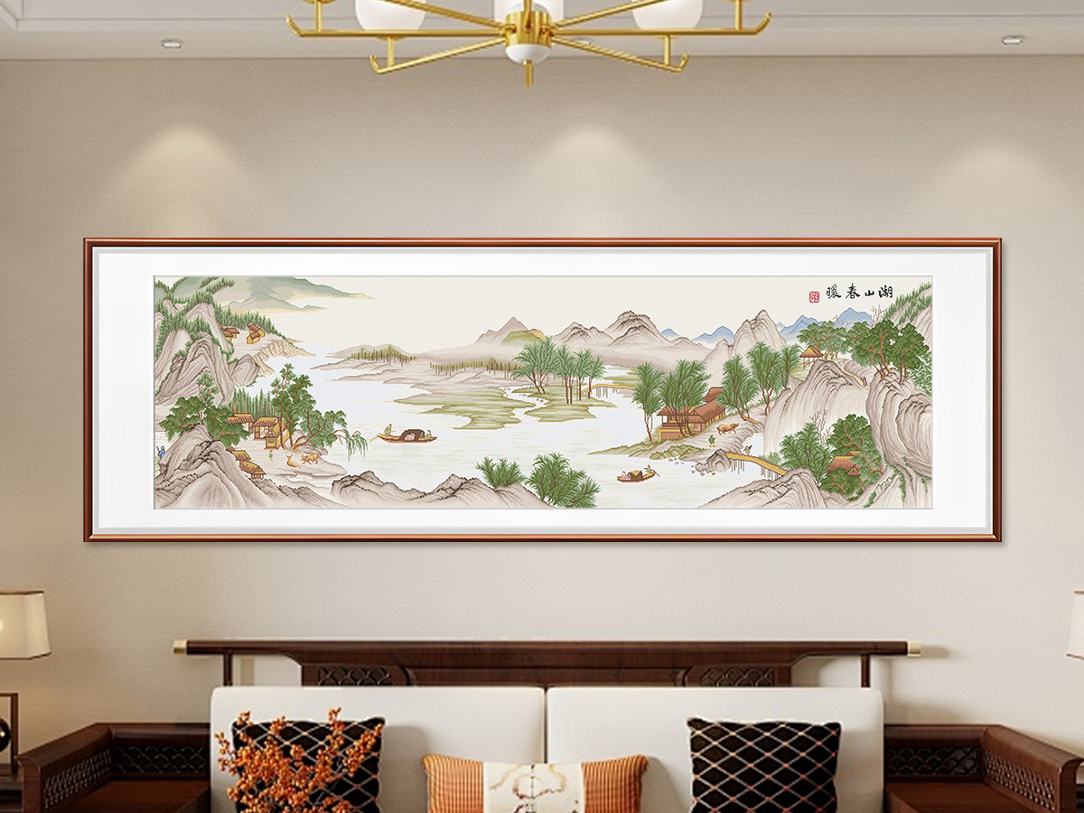 Stitch the Spring Glow: Embrace the Timeless Beauty of Warm Spring Over Lakes and Mountains Cross-Stitch