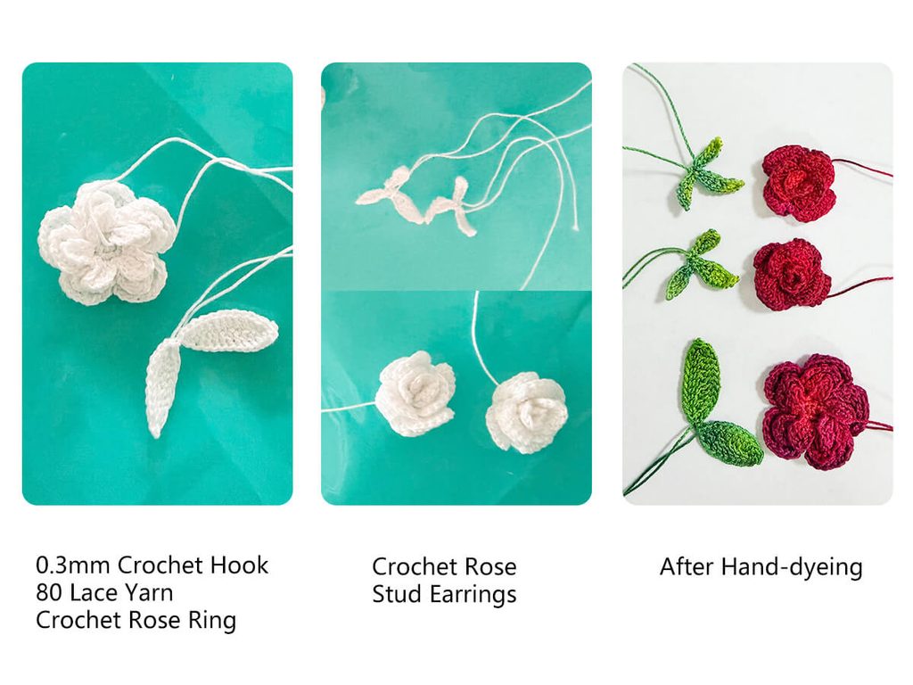 Handmade Red Rose Ring and Earrings Set 