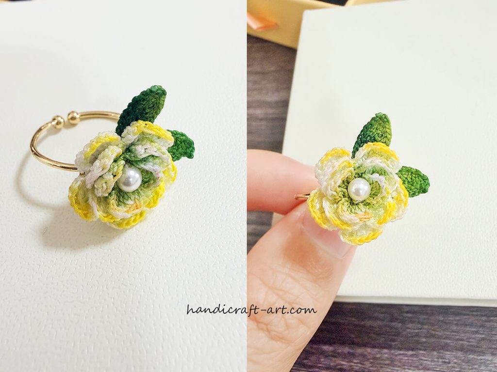 Handmade Lace Crochet Camellia Ring gift
