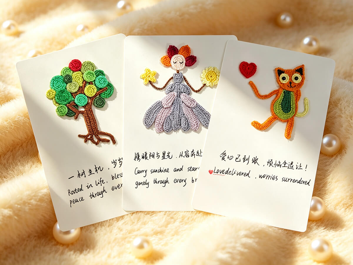 Hand Crochet Lace Greeting Cards: Stitched Textile Art with Warm Healing Vibes