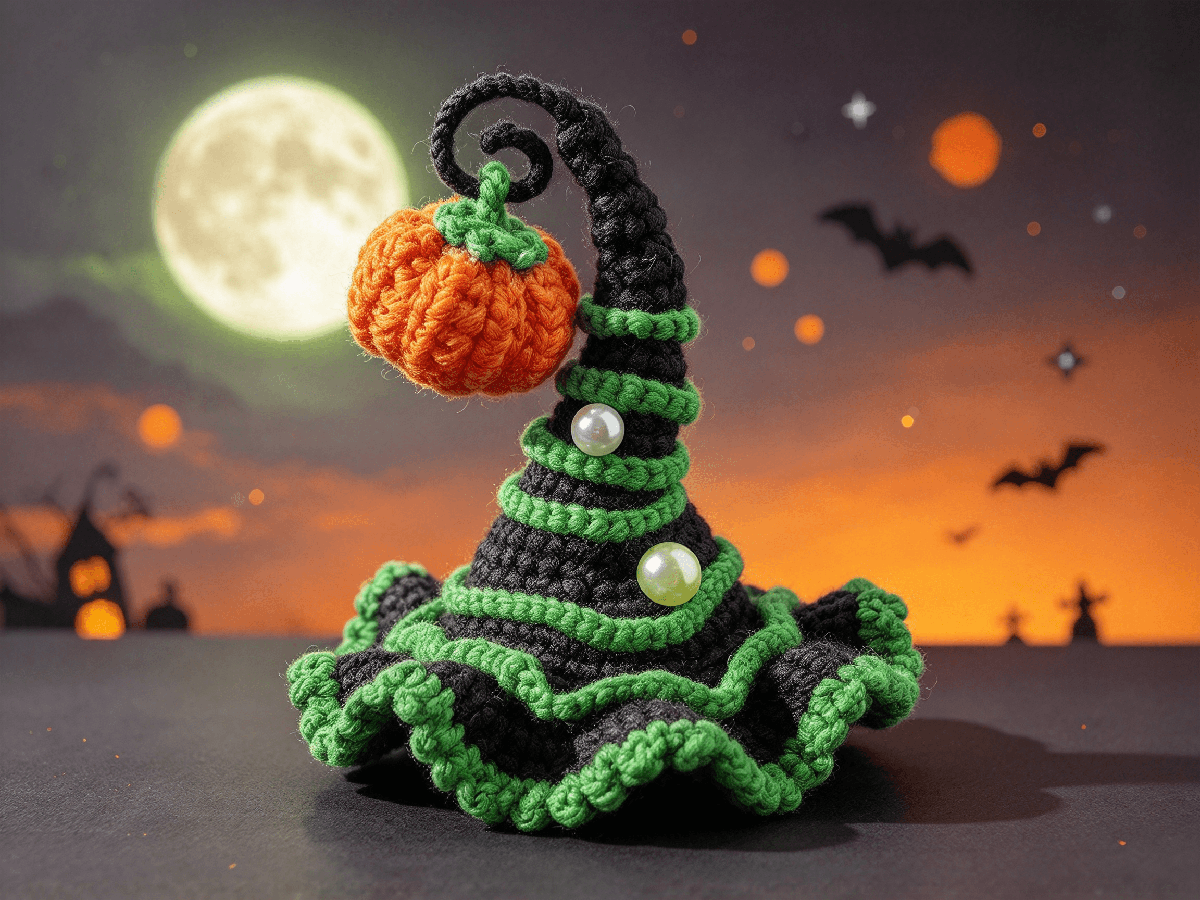 Crochet Witch Hat with Pumpkin Decoration: A Spooky-Cute Halloween Pattern for Beginners